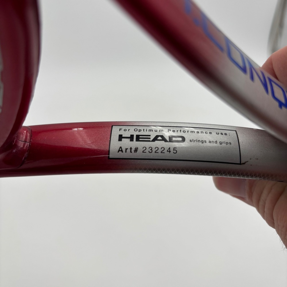 Head Ti.Conquest Tennis Racquet Unisex 4 1/4 Red Blue Excellent Titanium Nano - Picture 4 of 8